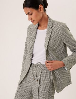 M&S Collection + Slim Checked Single Breasted Blazer