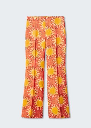 Mango X Simon Miller + Printed Linen Wideleg Trousers