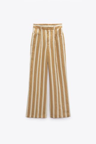 Zara + High-Waist Jacquard Trousers