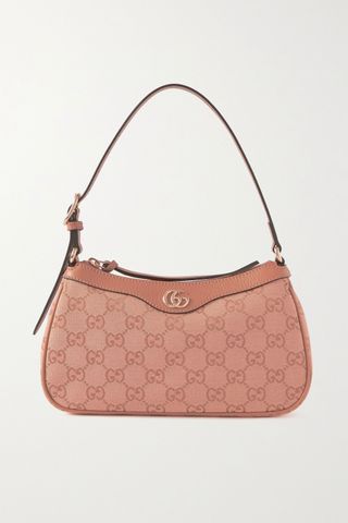 Gucci + Ophidia Mini Leather-Trimmed Canvas-Jacquard Shoulder Bag