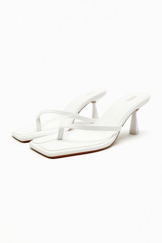 Zara + Strappy-Toe Post-Heeled Leather Sandals