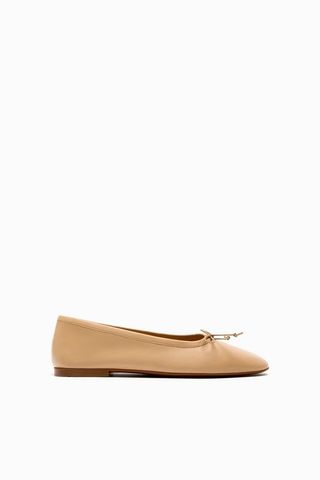 Zara + Leather Ballet Flats with Bow