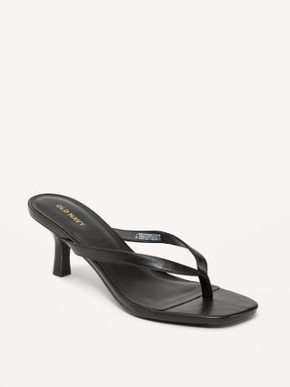 Old Navy + Faux-Leather Kitten-Heel Thong Mule Sandals