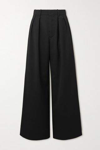 Wardrobe.NYC + Pleated Grain de Poudre Wool Low-Rise Pants