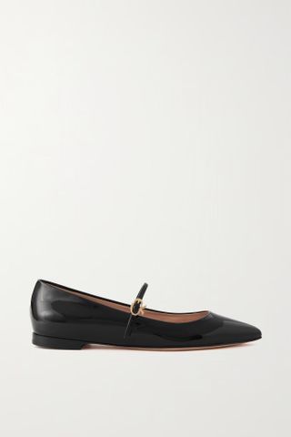 Gianvito Rossi + Vernice Patent-Leather Mary Jane Point-Toe Flats