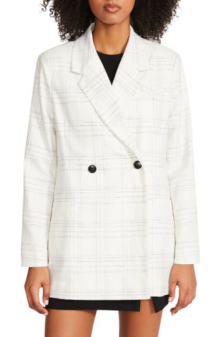 Steve Madden + Nika Plaid Double Breasted Blazer