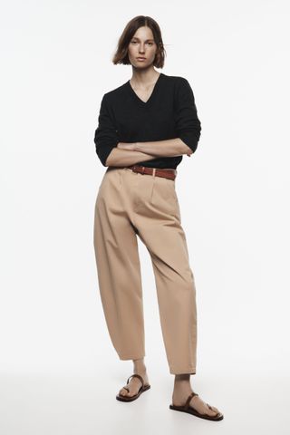 Zara + Belted Chino Pants