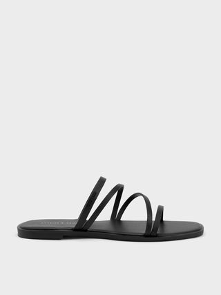 Charles & Keith + Black Lliana Strappy Slide Sandals | Charles & Keith