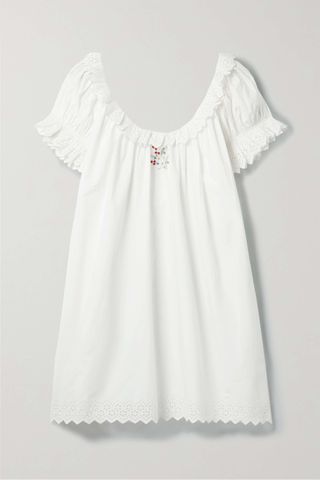 Dôen + + Net Sustain Musette Embroidered Broderie Anglaise Organic Cotton-Poplin Mini Dress