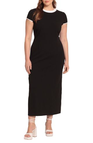 Donna Morgan + Contrast Detail Fitted Maxi Dress