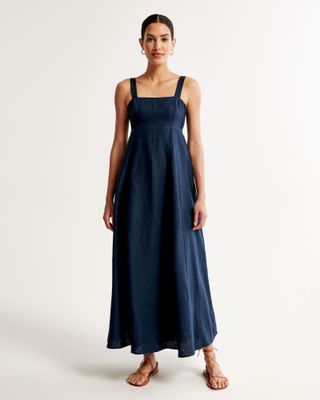 Abercrombie & Fitch + Linen Bow Back Maxi Dress
