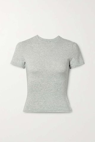 Skims + Stretch-Cotton Jersey T-Shirt in Light Heather Grey