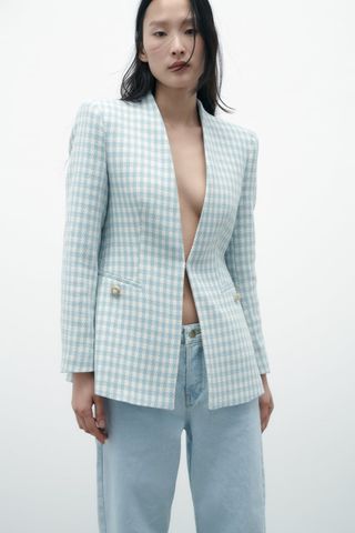 Zara + Textured Houndstooth Jacket
