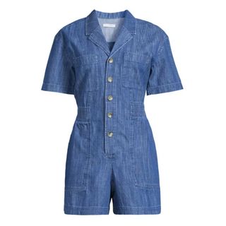 Free Assembly + Short Sleeve Romper With Elastic Waist