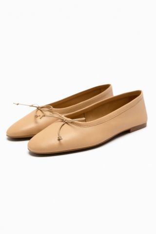 Zara + Leather Ballet Flats With Box