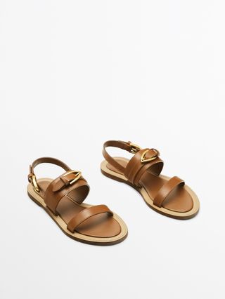Massimo Dutti + Leather Slide With Buckle