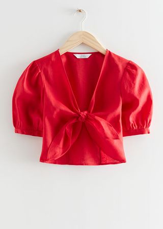 & Other Stories + Front Knot Linen Top