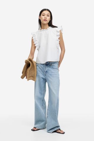 H&M + Blouse With Eyelet Embroidery