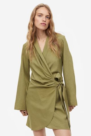 H&M + Linen-Blend Wrap Dress