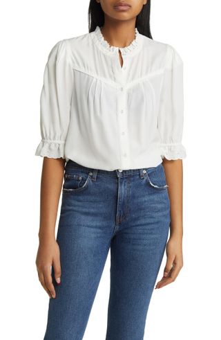 Wit & Wisdom + Eyelet Accent Blouse
