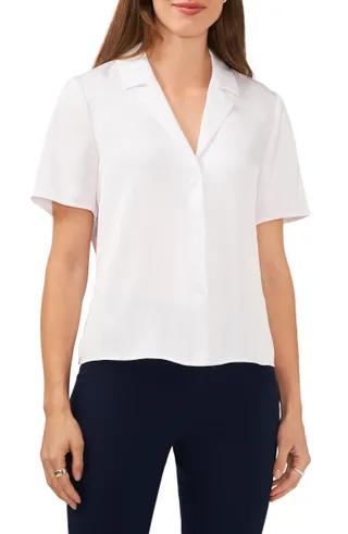 Halogen + Short Sleeve Button-Up Camp Shirt