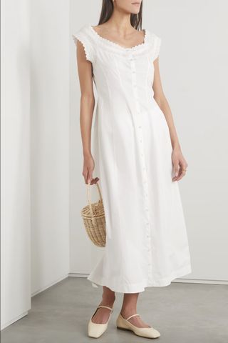 DÔEN + +Net Sustain Anneau Broderie Anglaise Organic Cotton-Poplin Midi Dress