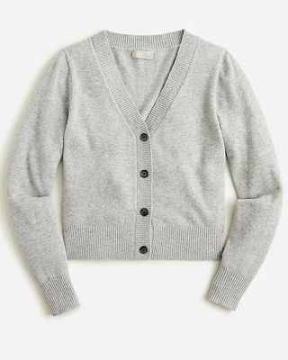 J.Crew + Cashmere Cropped V-Neck Cardigan Sweater
