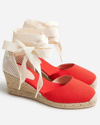J.Crew + Made-in-Spain Lace-Up Mid-Heel Espadrilles