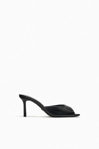 Zara + Heeled Leather Slides