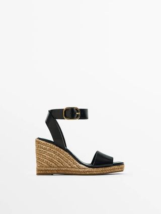 Massimo Dutti + Jute Wedges With Buckle Strap