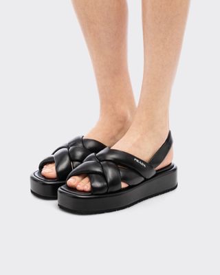 Prada + Nappa Leather Flatform Sandals