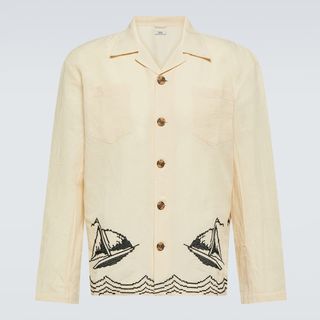 Bode + Sailing Embroidered Linen and Cotton Shirt