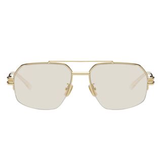 Bottega Veneta + Gold Aviator Sunglasses