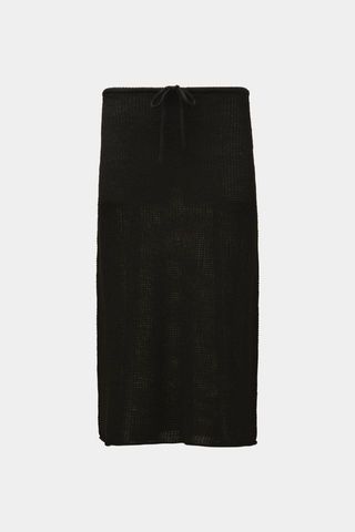 Onia + Onia Textured Linen Sweater Drawstring Midi Skirt