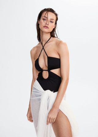 Mango + Cut-Out Swimsuit With Crossed Straps