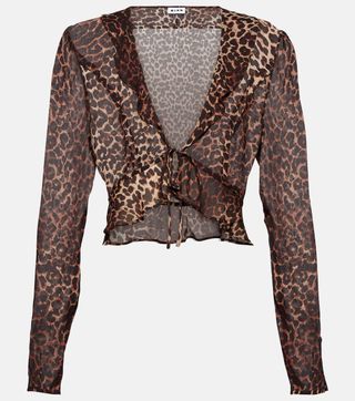 Rixo + Neelu leopard-print crêpe blouse
