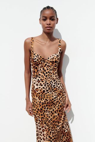 Zara + Animal Print Corset Dress