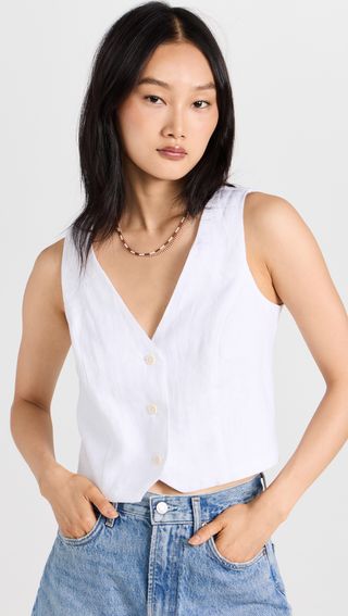 Madewell + Linen Katrina Crop Vest Top