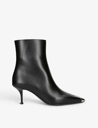 Alexander McQueen + Toe-Cap Leather Heeled Ankle Boots
