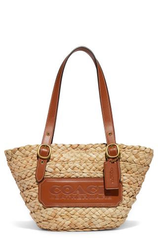 Coach + Structured Straw & Leather Tote