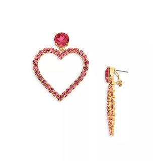 Barbie the Movie x Aqua + Pink Crystal Open Heart Statement Earrings