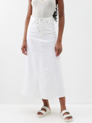 Ganni + Double-Fly Organic-Cotton Denim Skirt