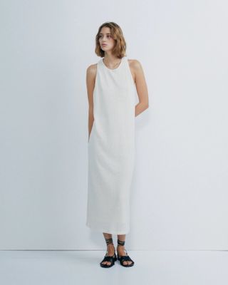 Massimo Dutti + Plaited Texture Dress With Back Detail