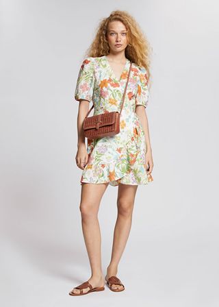 & Other Stories + Puff Sleeve Wrap Mini Dress