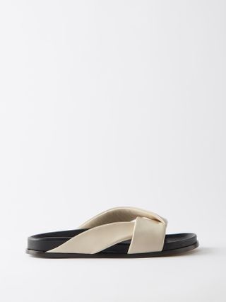 Emme Parsons + Folded Cross-Strap Leather Sandals