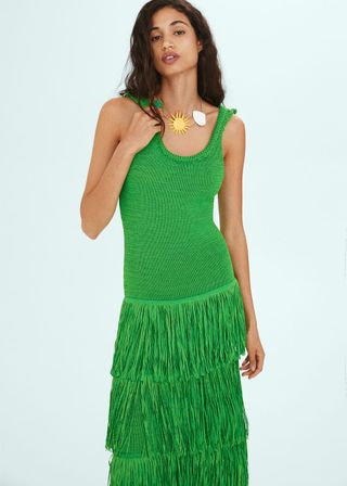 Mango + Knit Dress With Fringe Design