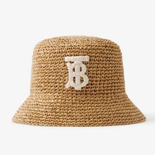 Burberry + TB Logo Crochet Raffia Bucket Hat