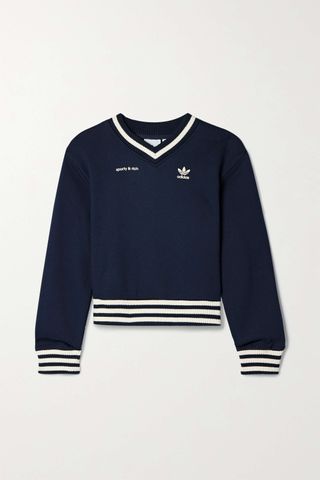 Adidas Originals x Sporty & Rich + Flocked Cotton-Jersey Sweatshirt