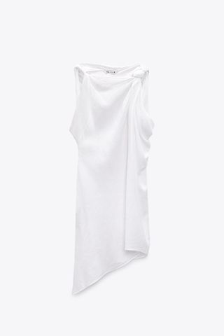 Zara + Asymmetric Linen-Blend Dress