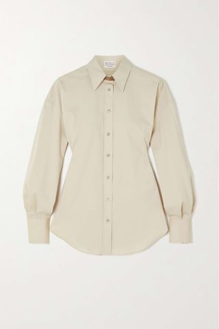 Brunello Cucinelli + Bead-Embellished Cotton-Blend Poplin Shirt